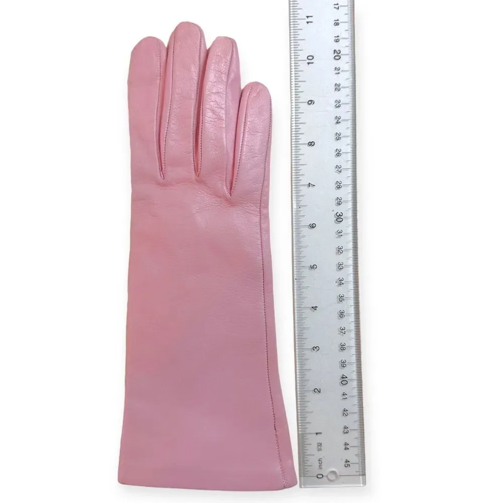 Vintage Light Pink Leather Gloves, Size M - Picture 6 of 8
